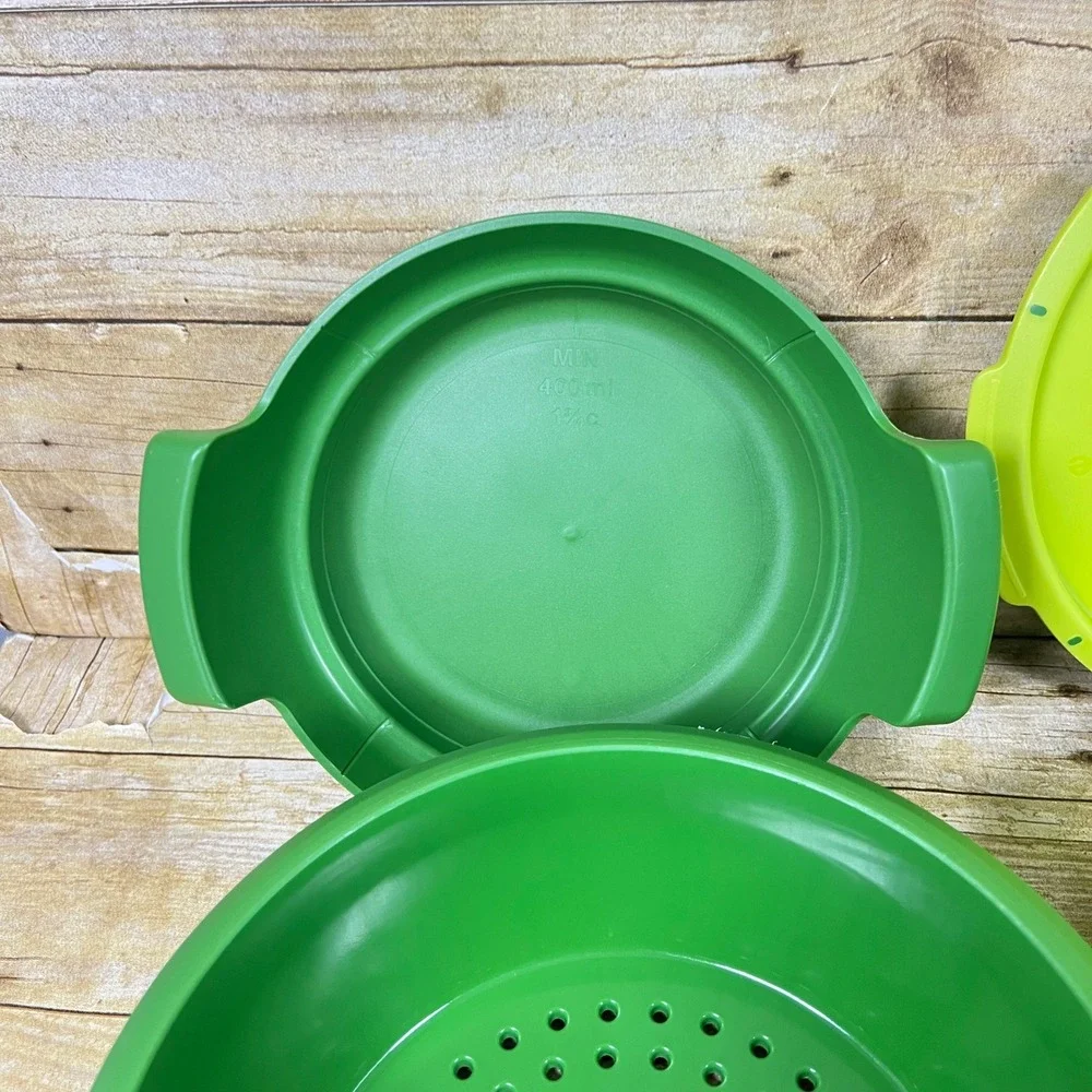 Tupperware Smart Steamer Microwave Multi Cooker 4- Piece Set Green Yellow